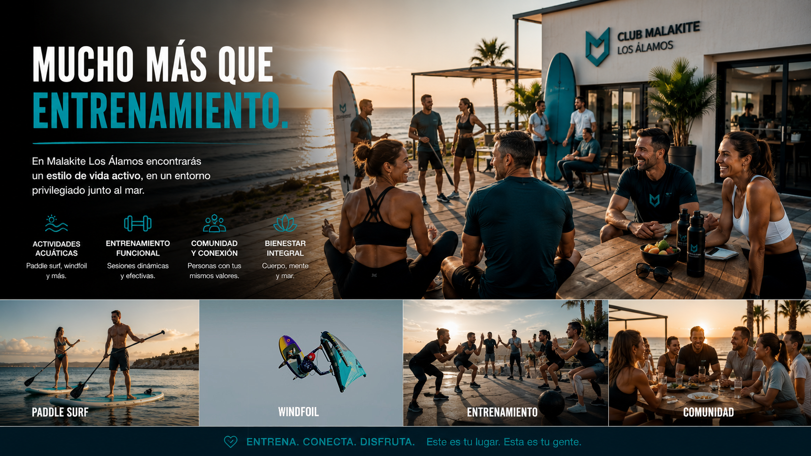 Experiencia Malakite: entrenamiento, actividades acuáticas y comunidad junto al mar